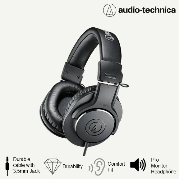 Audio-Technica ATH-M20X Professional Monitor Headphones / Wired Headphones For Audio Mixing